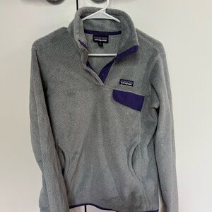 Patagonia Women's Heather Gray and Violet Pullover